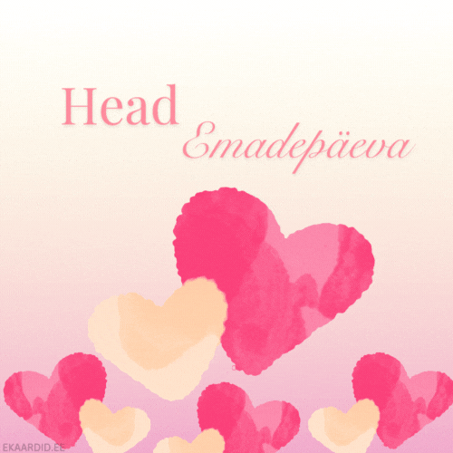 Akvarell-südametega GIF emadepäevakaart